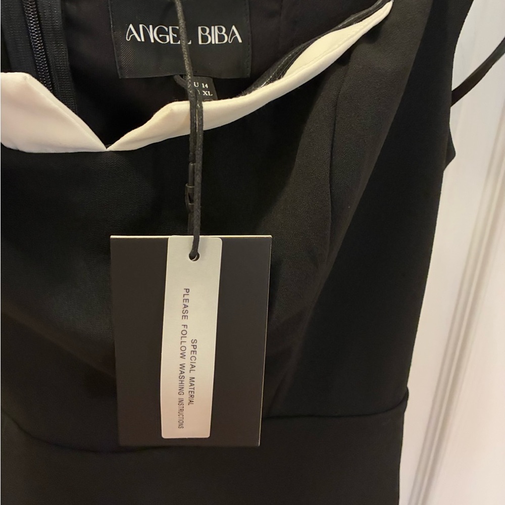 Angel Biba Black and White Off-Shoulder Mini Dress - Picture 8 of 12